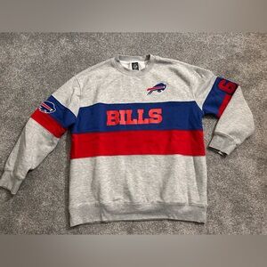 NFL Bills Gray, Blue, and Red Crewneck Sweater